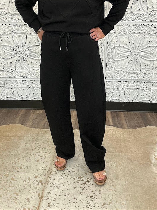 Seamed Knit Drawstring Barrel Sweatpants