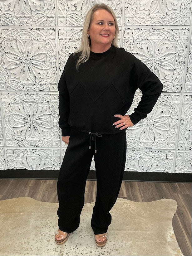 Seamed Knit Drawstring Barrel Sweatpants