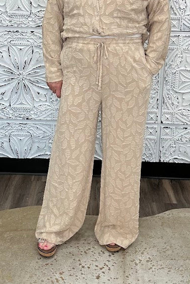 Textured Jacquard Wide Leg Pants