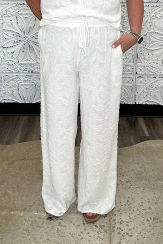 Textured Jacquard Wide Leg Pants