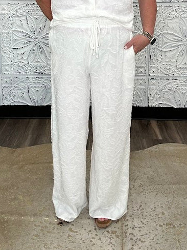 Textured Jacquard Wide Leg Pants