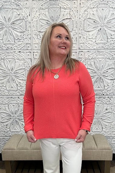 Textured Long Sleeve Crew Neck Sweater