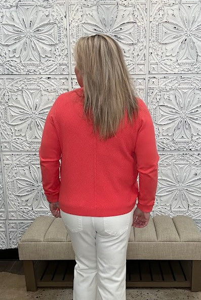 Textured Long Sleeve Crew Neck Sweater