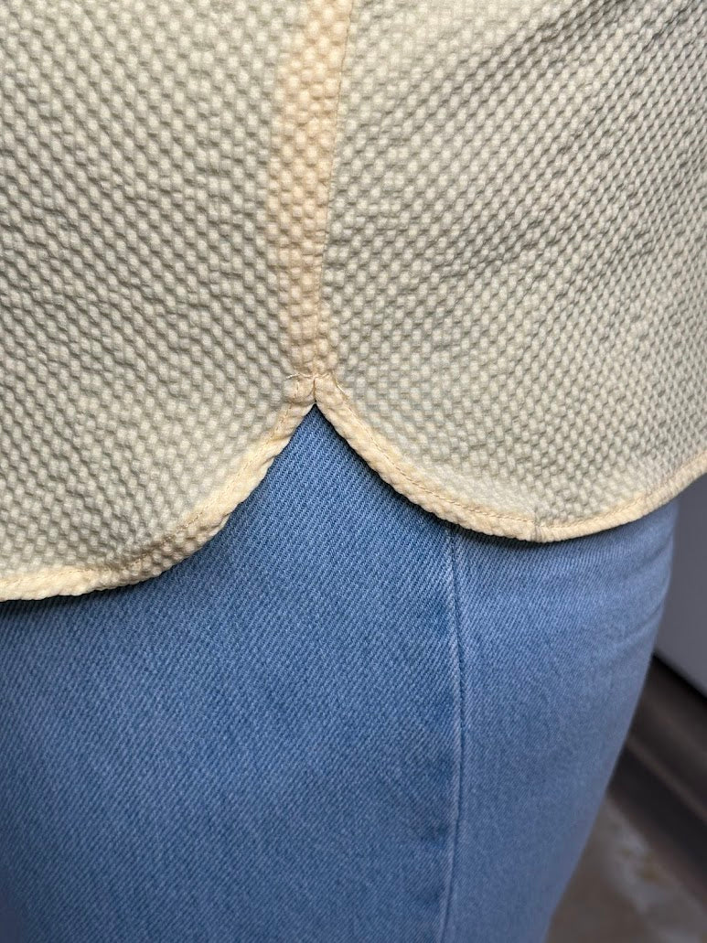 Textured Ruffle Sleeve V-Neck Blouse