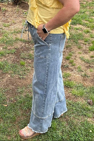 Trendy Wide Leg Drawstring Pants