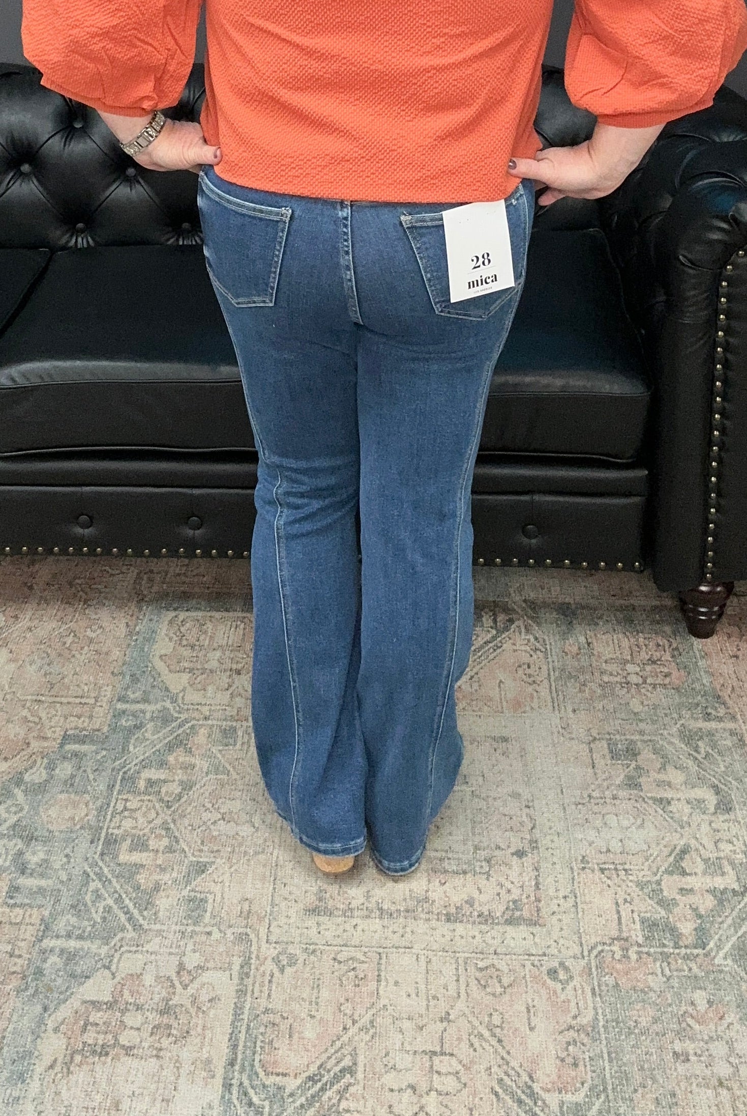 tummy tuck jeans, bootcut jeans, high rise denim, slimming jeans, side panel jeans, stretch bootcut denim, shaping jeans, women’s boutique denim, flattering fit jeans, tummy control bootcut