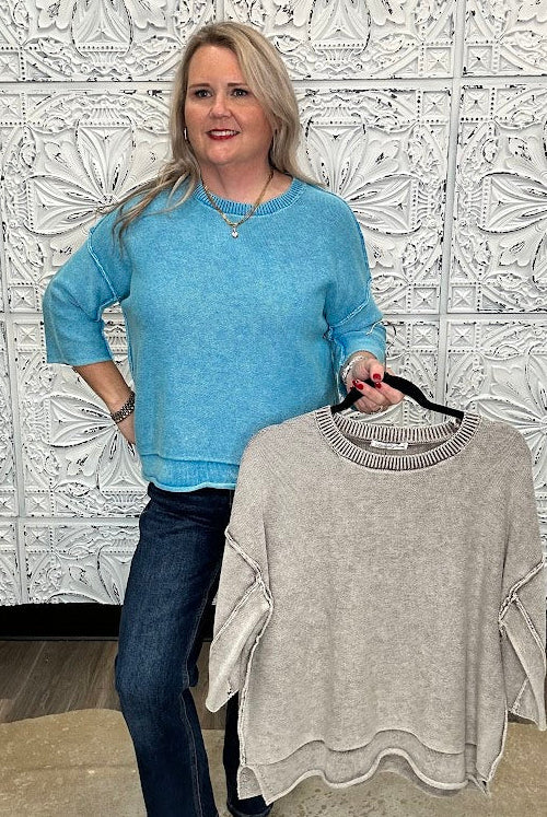 Washed Cotton Boxy Sweater