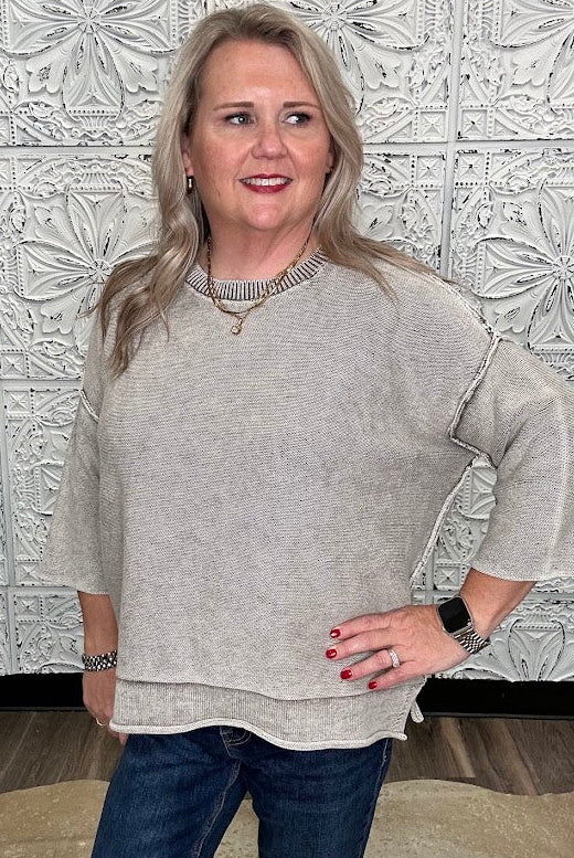 Washed Cotton Boxy Sweater