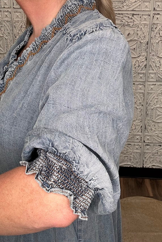 Washed Tencel Tiered Denim Dress