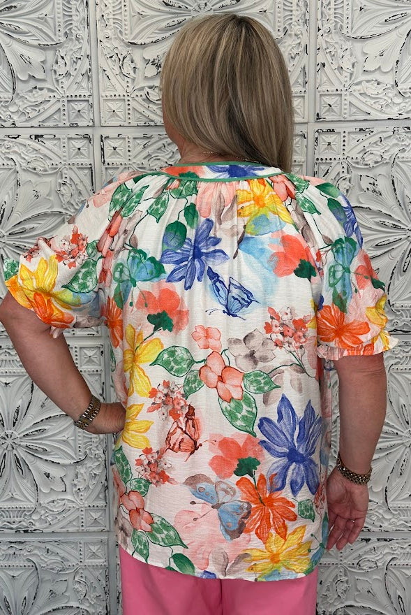 Watercolor Floral Tunic Top