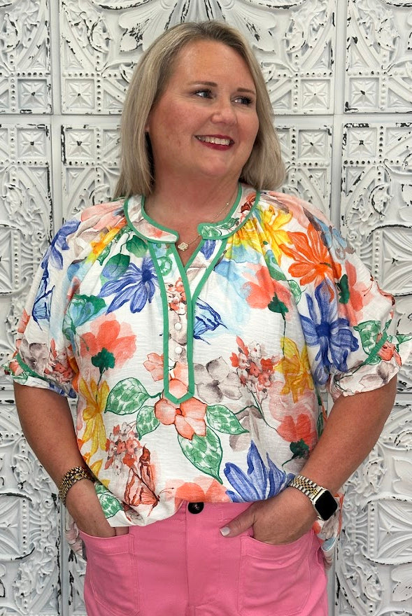 Watercolor Floral Tunic Top