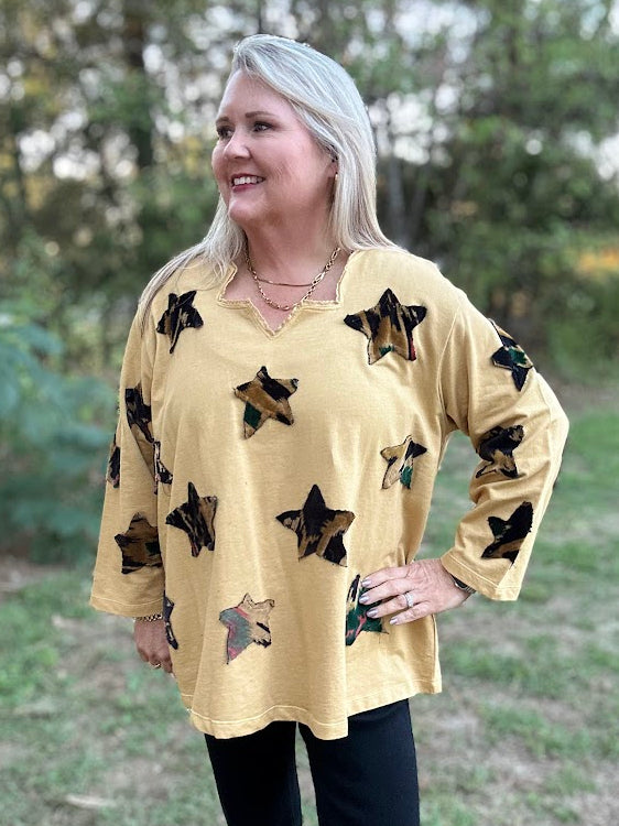 Wild About Stars Patchwork V-Neck Top