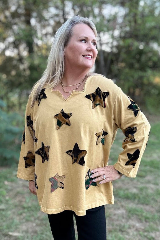 Wild About Stars Patchwork V-Neck Top
