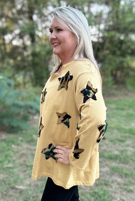 Wild About Stars Patchwork V-Neck Top