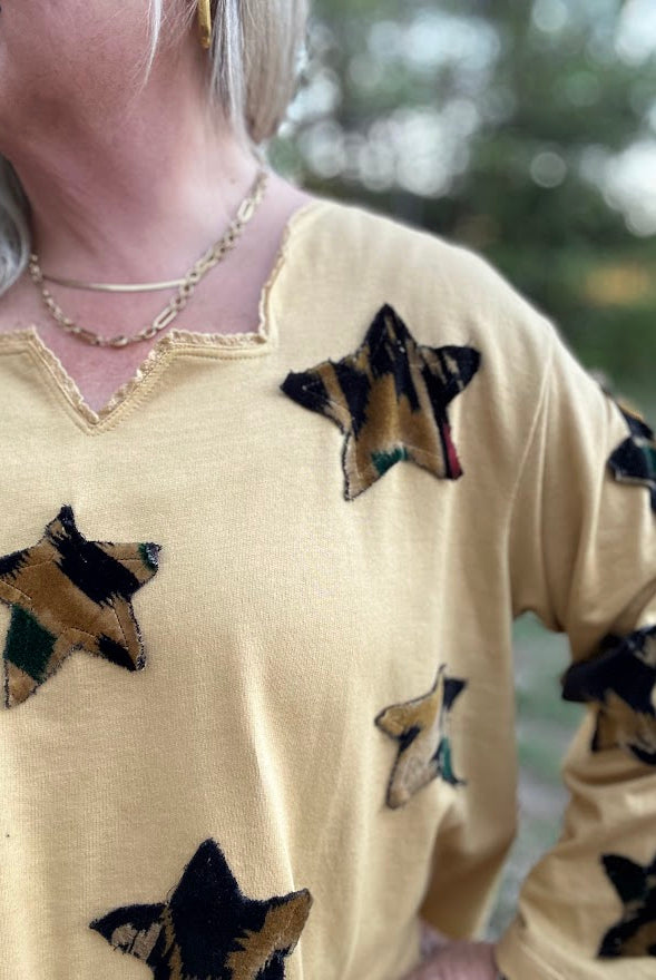 Wild About Stars Patchwork V-Neck Top