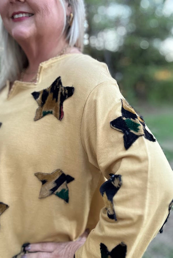 Wild About Stars Patchwork V-Neck Top