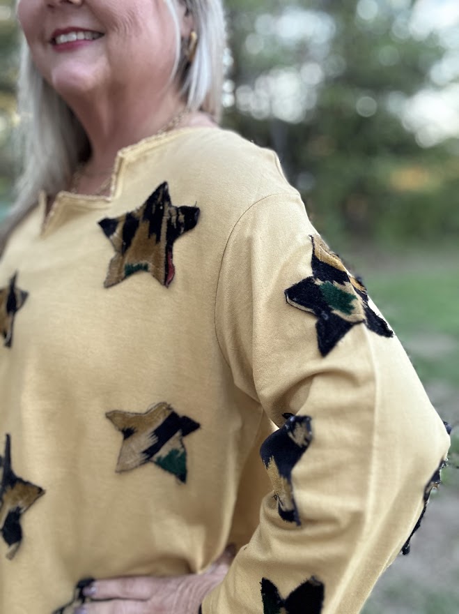 Wild About Stars Patchwork V-Neck Top