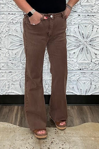Zenana Acid Wash Frayed Hem Wide Leg Jeans