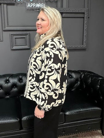 printed blouse, ruffled neck top, fringe detail blouse, women’s long sleeve blouse, boutique tops, everyday blouse, Gypsy River Apparel