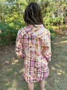 A Rare Bird Pink Plaid Cotton Flannel Button-Down Shirt Dress