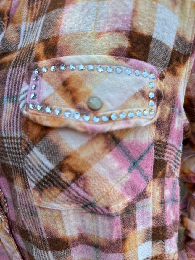 A Rare Bird Pink Plaid Cotton Flannel Button-Down Shirt Dress