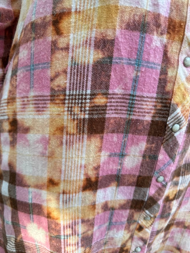 A Rare Bird Pink Plaid Cotton Flannel Button-Down Shirt Dress