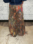 Abstract Printed Denim Wide-Leg Cargo Pants