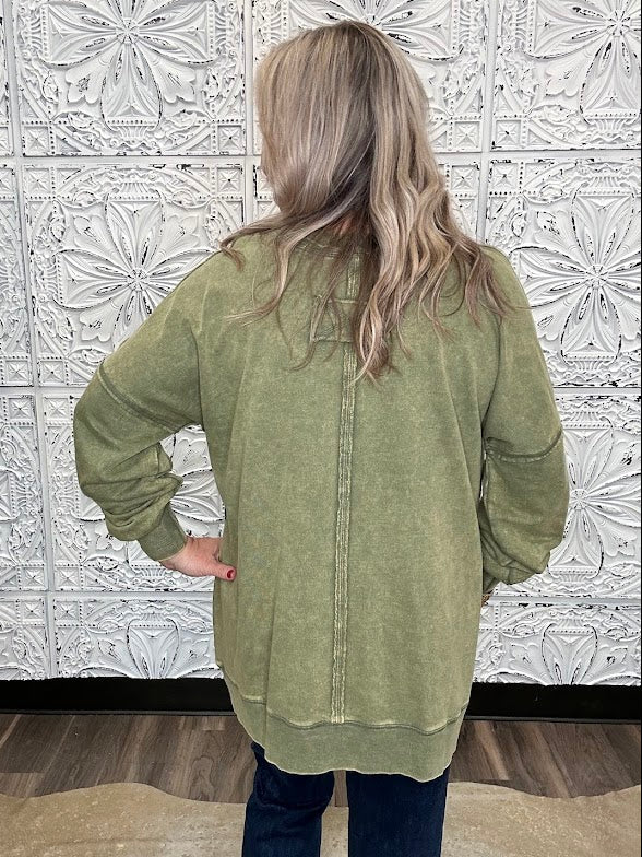 Acid Wash French Terry Pocket Pullover