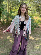 Artisan Boho Floral Patchwork Lace-Trim Kimono