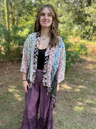 Artisan Boho Floral Patchwork Lace-Trim Kimono