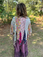 Artisan Boho Floral Patchwork Lace-Trim Kimono