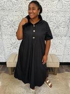 Black Collared Poplin Dress