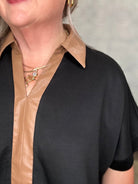 Black Contrast Collar Knit Top