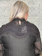 Black Lace Patchwork High Neck Blouse