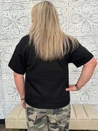 Black Soft Knit Collared V-Neck Top