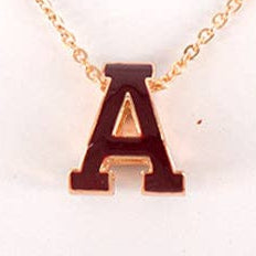 Necklace with a letter 'A' pendant.