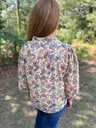 Boho Floral Cotton Puff Sleeve Top