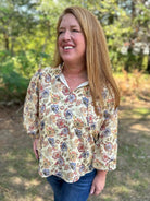 Boho Floral Cotton Puff Sleeve Top