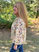 Boho Floral Cotton Puff Sleeve Top