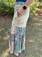 Boho Tiered Floral Patchwork Velvet Waist Pants