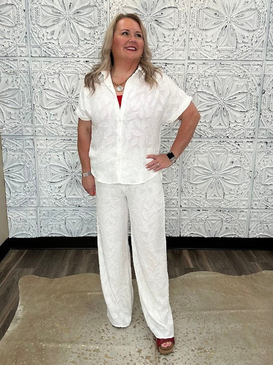 Breezy Jacquard Button Front Shirt