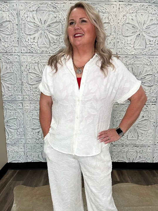 Breezy Jacquard Button Front Shirt