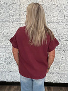 Burgundy Knit Top with Pocket