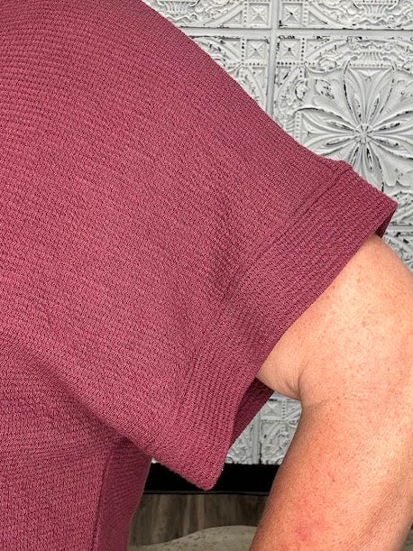 Burgundy Knit Top with Pocket