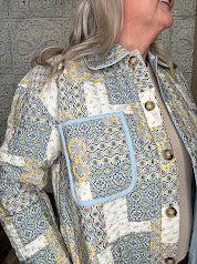 Butter Cornflower Mixed Patchwork Button Down Jacket