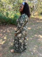 CURVY Olive Floral Tiered Maxi Dress