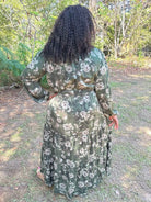CURVY Olive Floral Tiered Maxi Dress