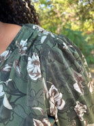 CURVY Olive Floral Tiered Maxi Dress