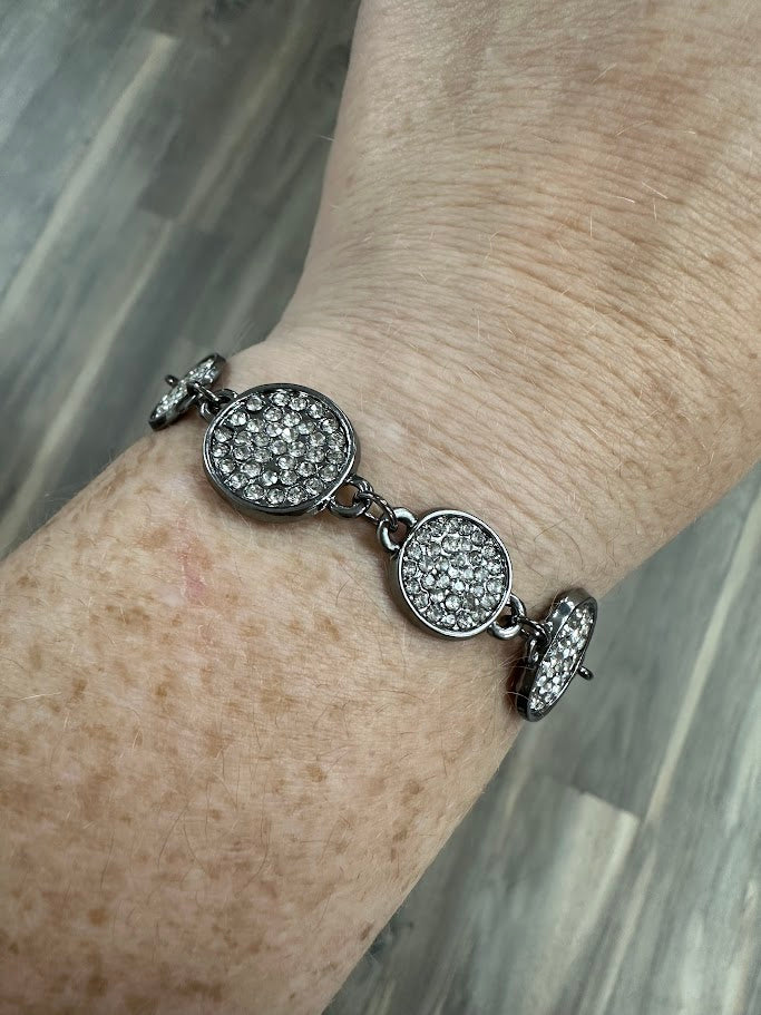 CZ cluster bracelet, pewter bracelet, cubic zirconia bracelet, matching bracelet and necklace, sparkle jewelry