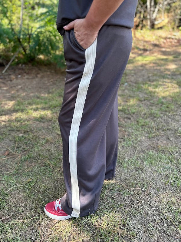 Charcoal Scuba Knit Wide Leg Pants